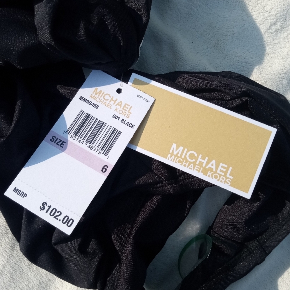 Michael Kors Black One Piece Swimsuit with Ruched Detailing - Picture 4 of 6